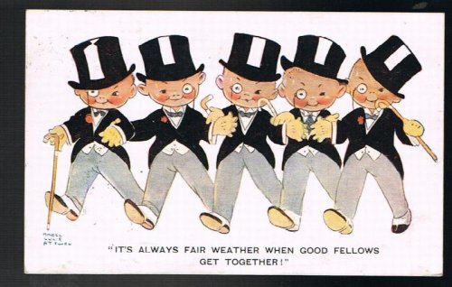 Always Fair Weather Gents in Top Hats & Monocles Postcards