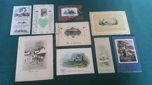 Collection of Rural Themed Vintage & Antique Greetings Cards x 9