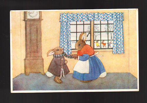The Careful Mother Postcard - Rabbits