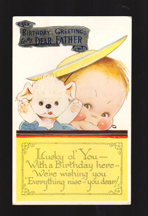 Birthday Greetings Father Puppy Postcard