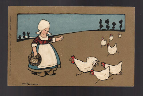Dutch Girl with Chickens Postcard
