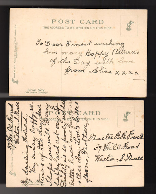 Sailor Boys in Rigging Postcards x 2