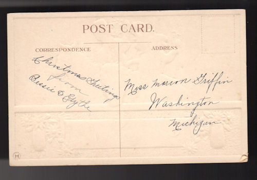 Embossed Gilt Riding Party Horse Christmas Postcard