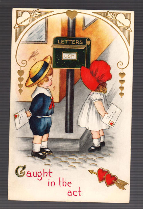 Caught In the Act Valentine Postcard