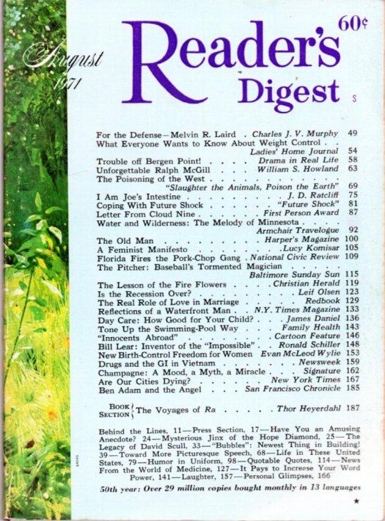 Reader's Digest Magazine August 1971