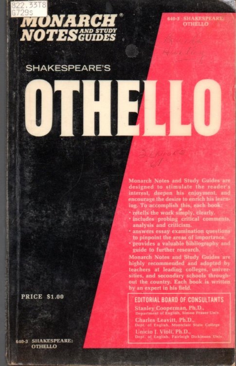 Monarch Notes Shakespeare's Othello