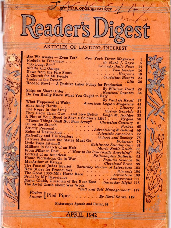 Reader's Digest Magazine April 1942
