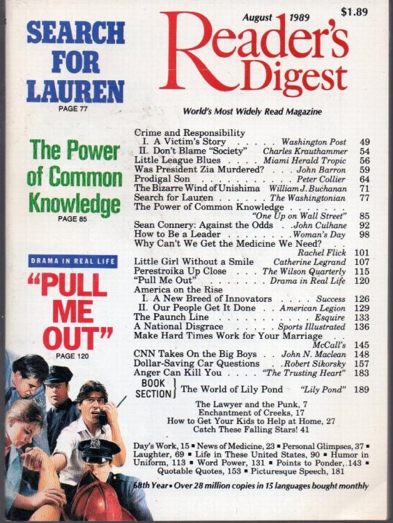 Reader's Digest Magazine August 1989
