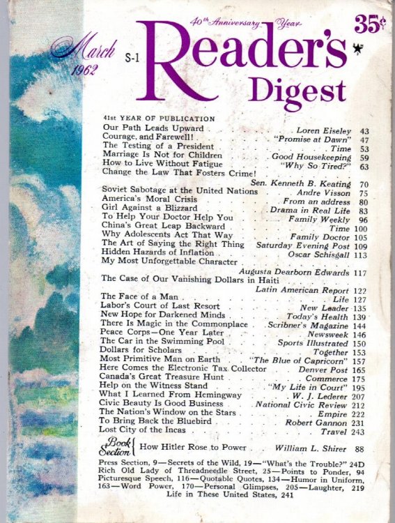 Reader's Digest Magazine March 1962