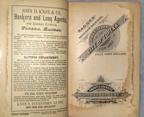 Radges' Seventh Biennial Directory of the City of Topeka for 1883