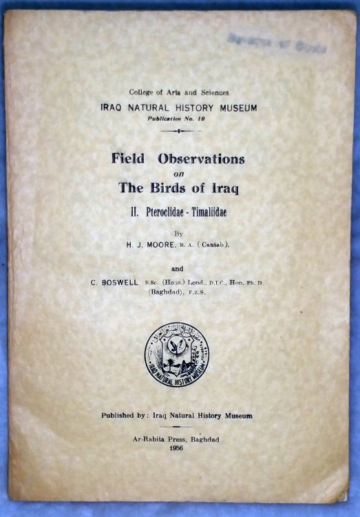 Field Observations on the Birds of Iraq: II. Pteroclidae - Timaliidae