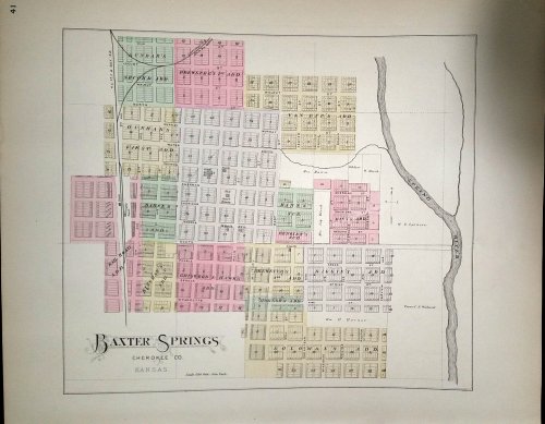 [Map] Baxter Springs (of Cherokee County, Kansas)[ backed with] Galena, Scammonville, Corlin, Empire City, & Crestline (of Cherokee Co.)