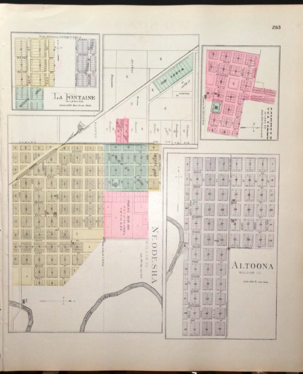 [Map] La Fontaine, Coyville, Neodesha, & Altoona (of Wilson County, Kansas) [backed with] Fredonia, Benedict, & Buffalo (of Wilson Co.)