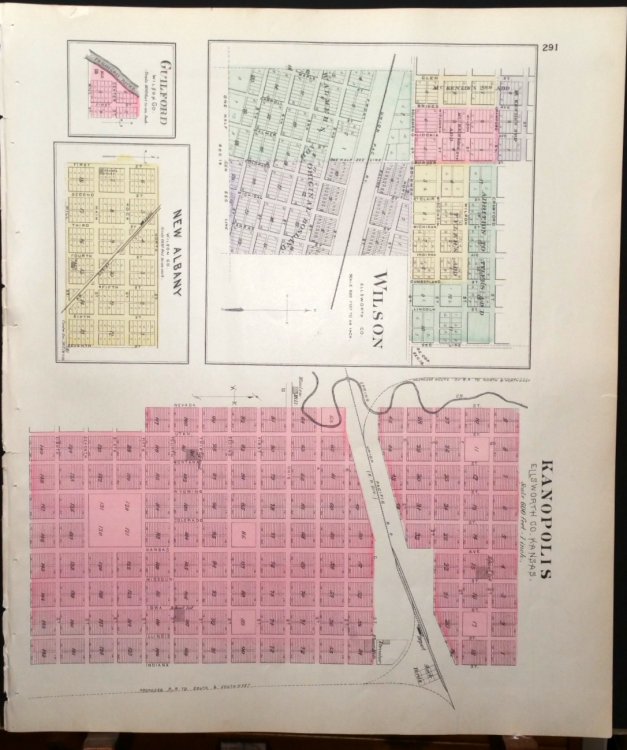 [Map] Wilson, & Kanopollis (of Ellsworth County, Kansas), Gullford, and New Albany (of Wilson Co.) [backed with] Wilson Co.