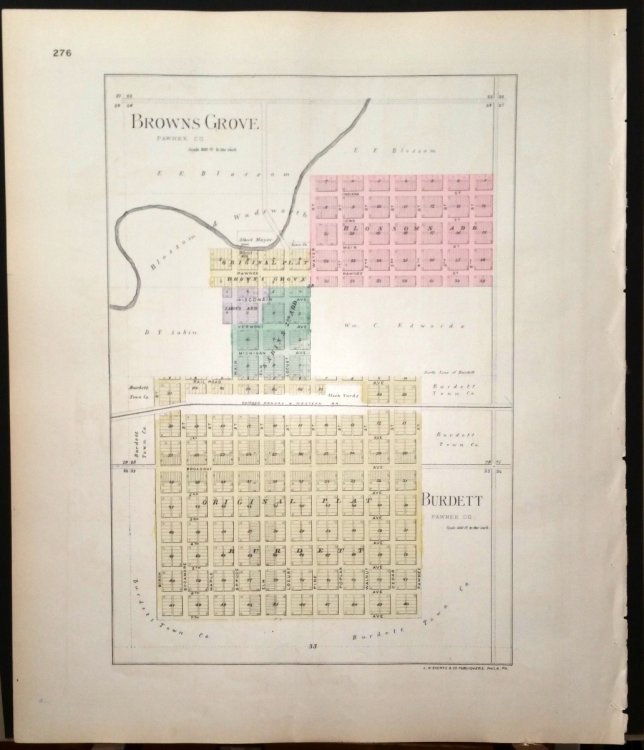 [Map] Pawnee County, Kansas [backed with] Browns Grove, and Burdett (of Pawnee Co.)