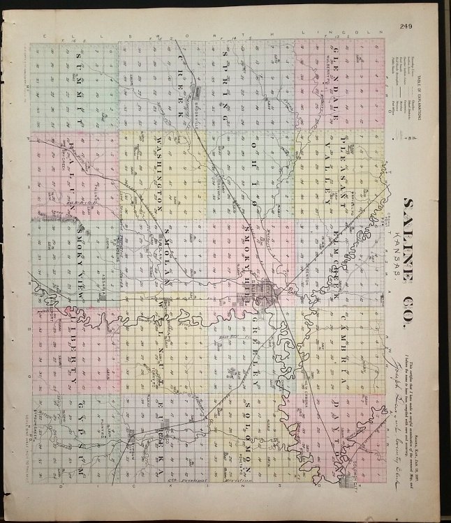 [Map] Saline County, Kansas [backed with] Bennington, Delphos, Ada, Niles, Verdi, & Tescott (of Ottawa Co.), & Bridgeport (of Saline Co.)