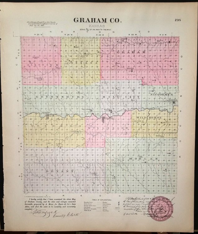 [Map] Graham County, Kansas [backed with] Kirwin, New Hope, Big Bend, Crowe (of Phillips Co.), Nicodemus, & Hill City (of Graham Co.)