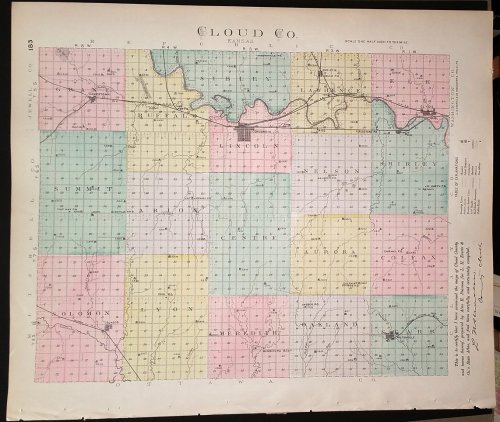 [Map] Cloud County, Kansas [backed with] Glasco, Jamestown, & Clyde (of Cloud Co.)