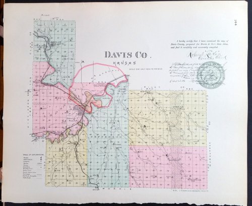 [Map] Madison (of Greenwood County, Kansas), Waverly (Coffey Co.), New Milford, Bacheller (of Davis Co., Now Geary County) [backed with] Davis Co. (now Geary Co.)