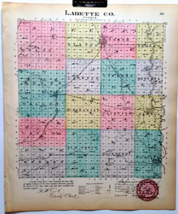 [Map] Labette County, Kansas [backed with] Chetopa, Dennis, & Labette City of Labette Co., And Piqua of Woodson Co.
