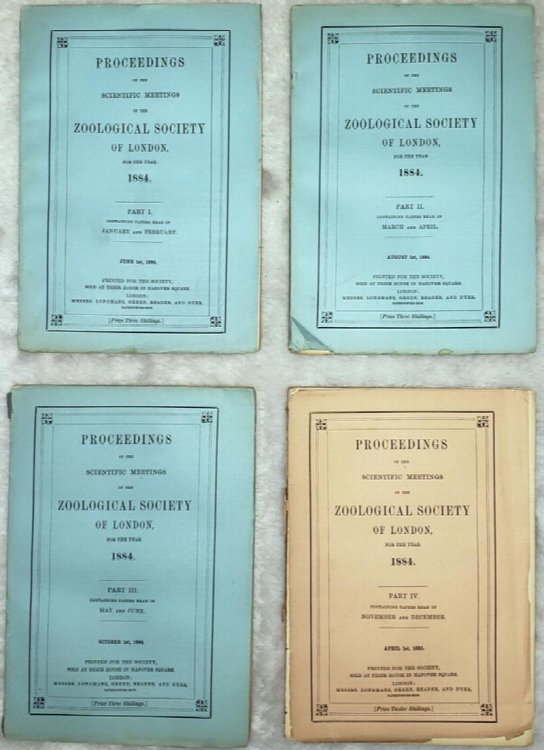 Proceedings of the Scientific Meetings of the Zoological Society of London for the Year 1884 (Complete in Four Parts)