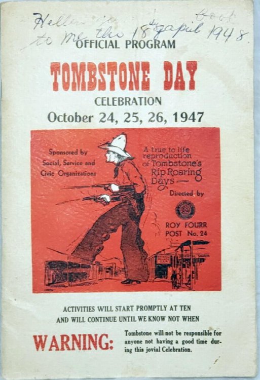 Tombstone Day Souvenir Program, October 24-25-26 1947