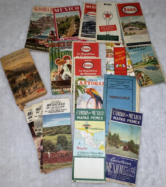 18 Piece Archive of Mexico and Central American Road/Tourism Maps and Guides, and Flight Schedules