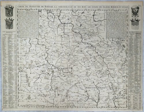 Carte du Royaume de Boheme, La Chronologie de ses Rois, Les Etats de Silesie, Moravie [Moravia], et Lusace
