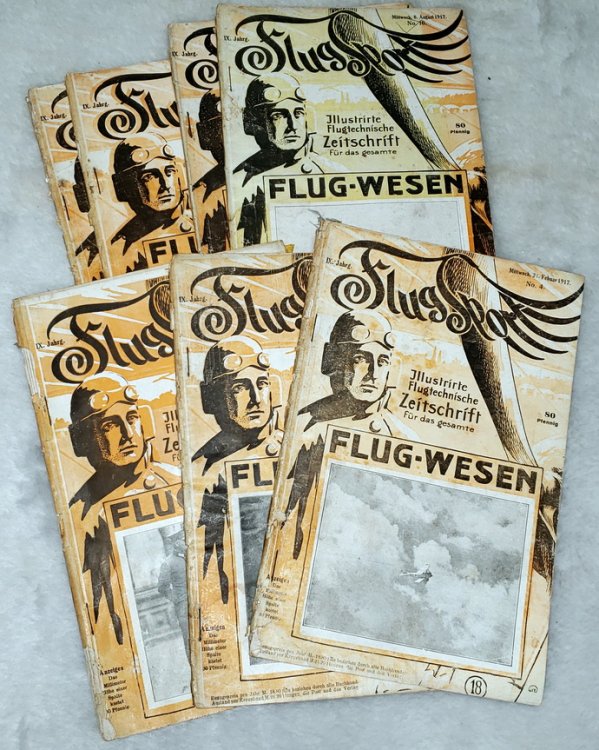 Flugsport, Illustrierte flugtechnische Zeitschrift fr das gesamte Flug-Wesen (Seven issues Including No. 4, 21 Febuar; No. 8, 18 April; No. 10, 16 Mai; No. 16, 8 August; No. 22, 31 Oktober; No. 23, 14 November; and No. 24, 28 November)