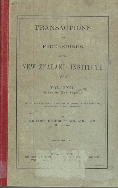 Transactions and Proceedings of the New Zealand Institute 1889. VOl XXII.