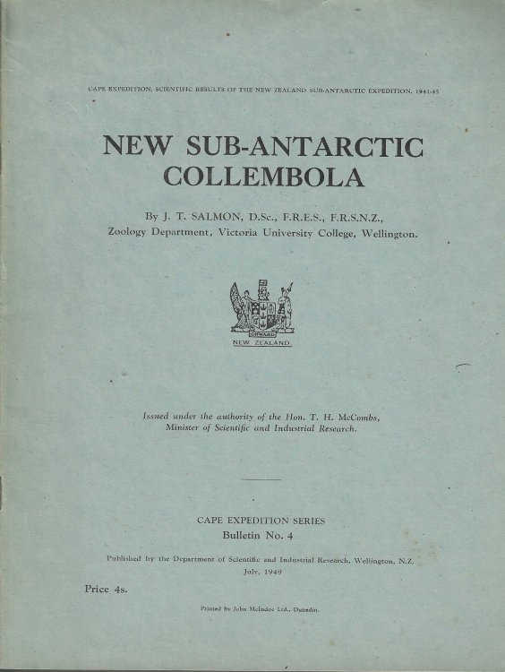 New Sub-Antarctic Collembola. Cape Expedition, Scientific results of the New Zealand sub-antarctic expedition, 1941-45, Cape Expedition Series Bulletin No. 4.