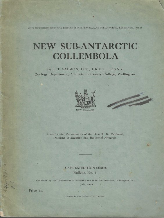 New Sub-Antarctic Collembola. Cape Expedition, Scientific results of the New Zealand sub-antarctic expedition, 1941-45, Cape Expedition Series Bulletin No. 4.