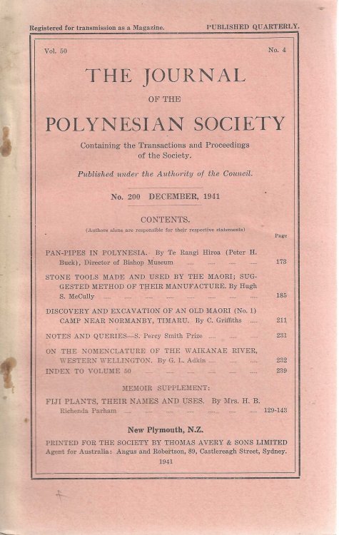 The Journal of the Polynesian Society. Vol. 50. No. 200. December 1941