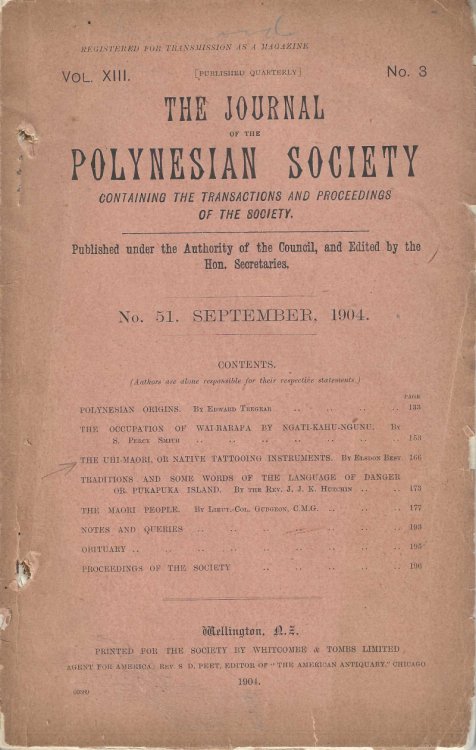 The Journal of the Polynesian Society. Vol. 13. No. 51. September 1904