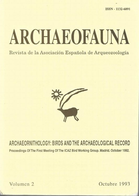 Archaeofauna. Revista de la Asociacion Espanola de Arqueozoologia. Volumen 2. Archaeoornithology: Birds and the Archaeological Record. Proceedings of the first meeting of the ICAZ bird working group. Madrid October 1992.