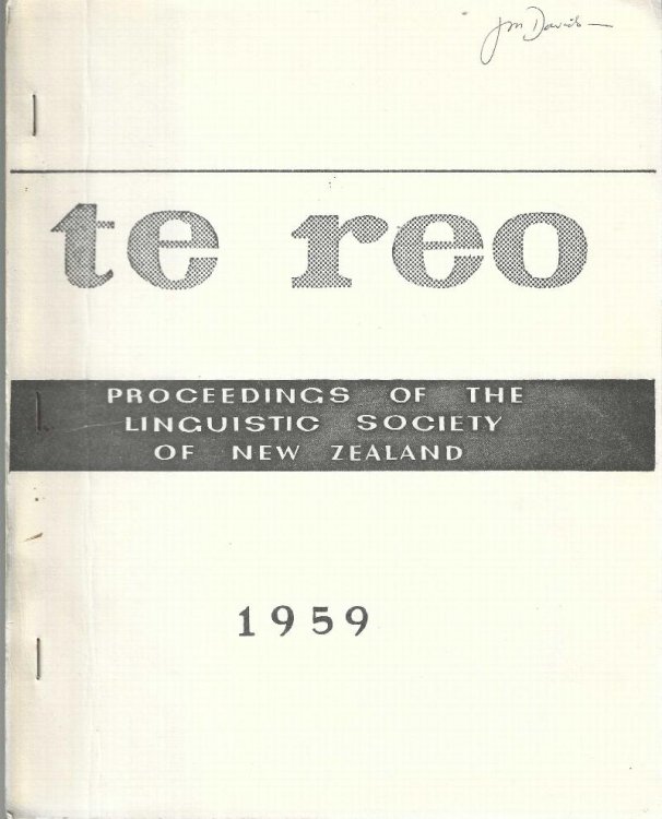 Te Reo. Vol. 2, 1959. Proceedings of the Linguistic Society of New Zealand.