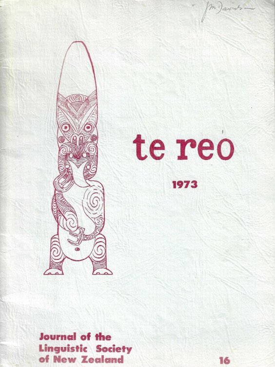 Te Reo. Vol. 16, 1973. Journal of the Linguistic Society of New Zealand.