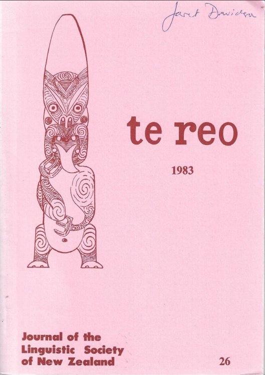 Te Reo. Vol. 26, 1983. Journal of the Linguistic Society of New Zealand.
