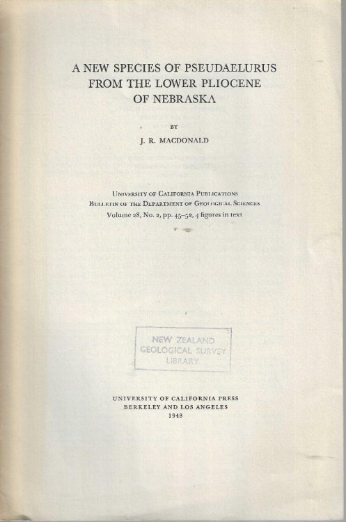 A new species of Pseudaelurus from the lower Pliocene of Nebraska.