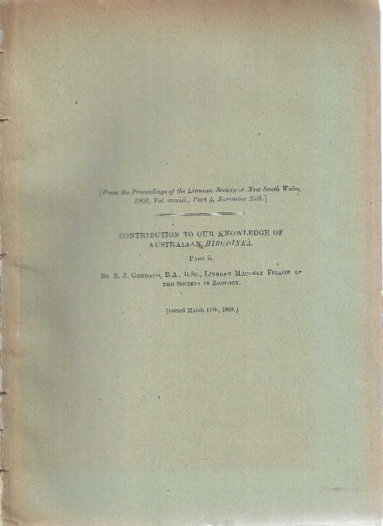 Contribution to our knowledge of Australian Hirudinea. Part ii. Part iii. Part 4.