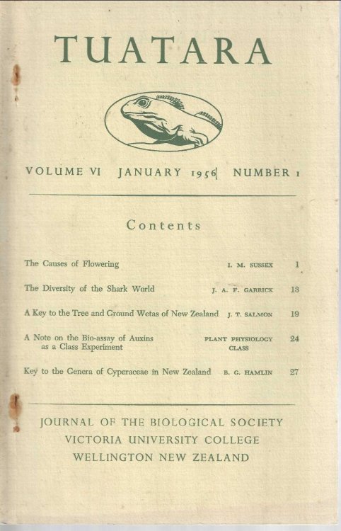 Tuatara. Journal of the Biological Society Victoria University College Wellington New Zealand. Volume VI, January 1956, Number 1.