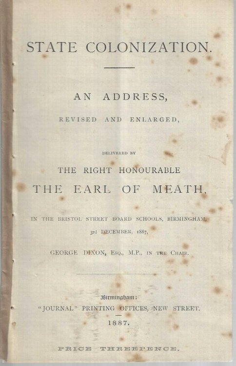 State Colonization. An Address