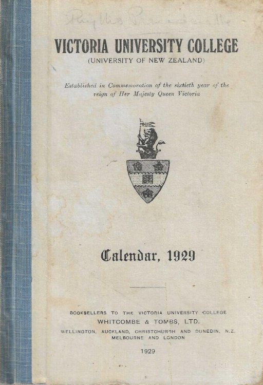 Victoria University College (University of New Zealand). Calendar, 1929