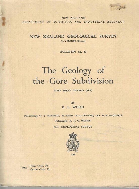 The Geology of the Gore Subdivision. Gore Sheet District (S170). New Zealand Geological Survey Bulletin N.s. 53.
