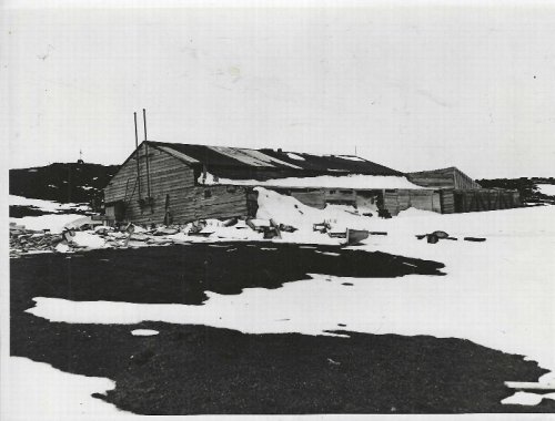Silver gelatine photo of Scott's hut at Cape Evans [1950s]