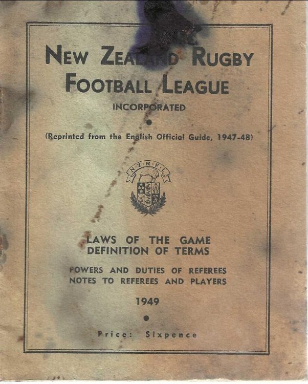 New Zealand Rugby Football League. Laws of the Game, Definition of Terms, Powers and Duties of Referees, Notes to Referees and Players 1949