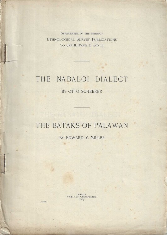 The Nabaloi Dialect. The Bataks of Palawan.