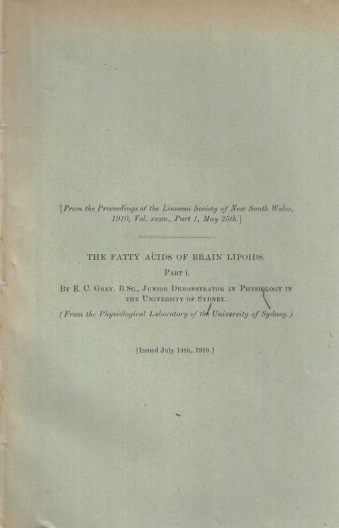 The Fatty Acids of Brain Lipoids. Part I.