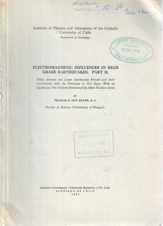 Electromagnetic Influences in High Grade Earthquakes. Part II.