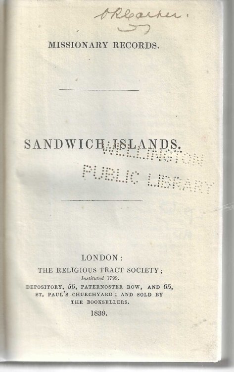 Missionary Records. Sandwich Islands.
